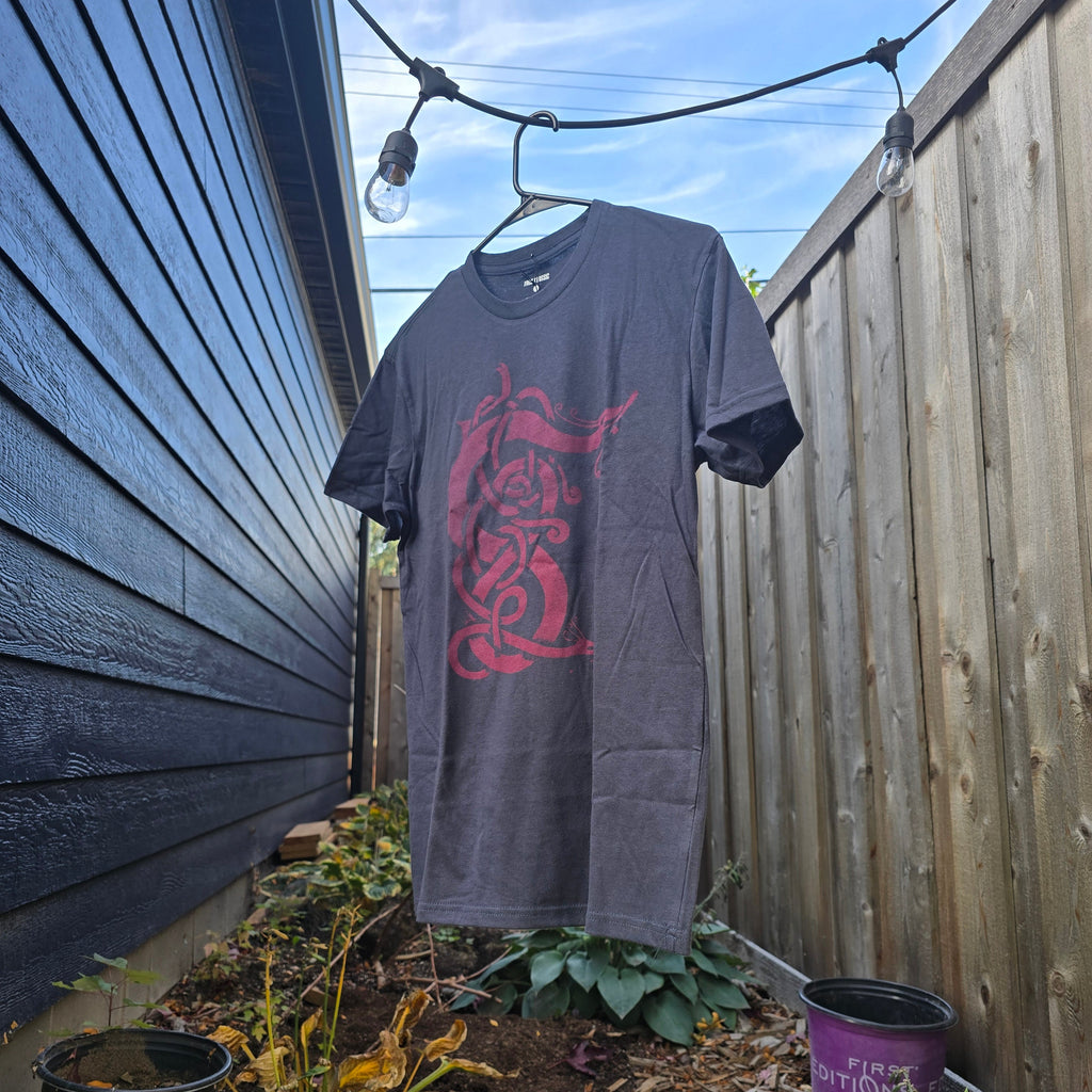 Twin Serpents, Pink on Navy