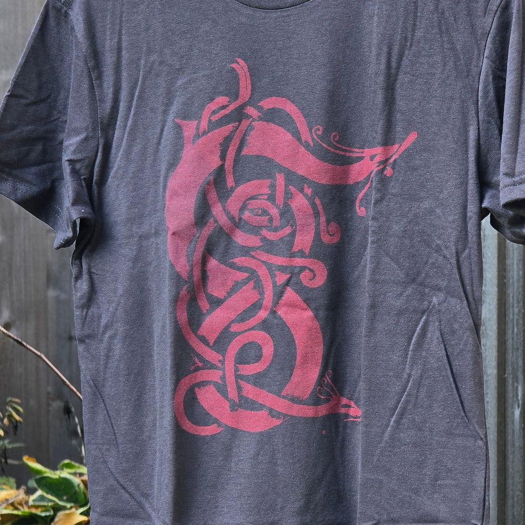 Twin Serpents, Pink on Navy