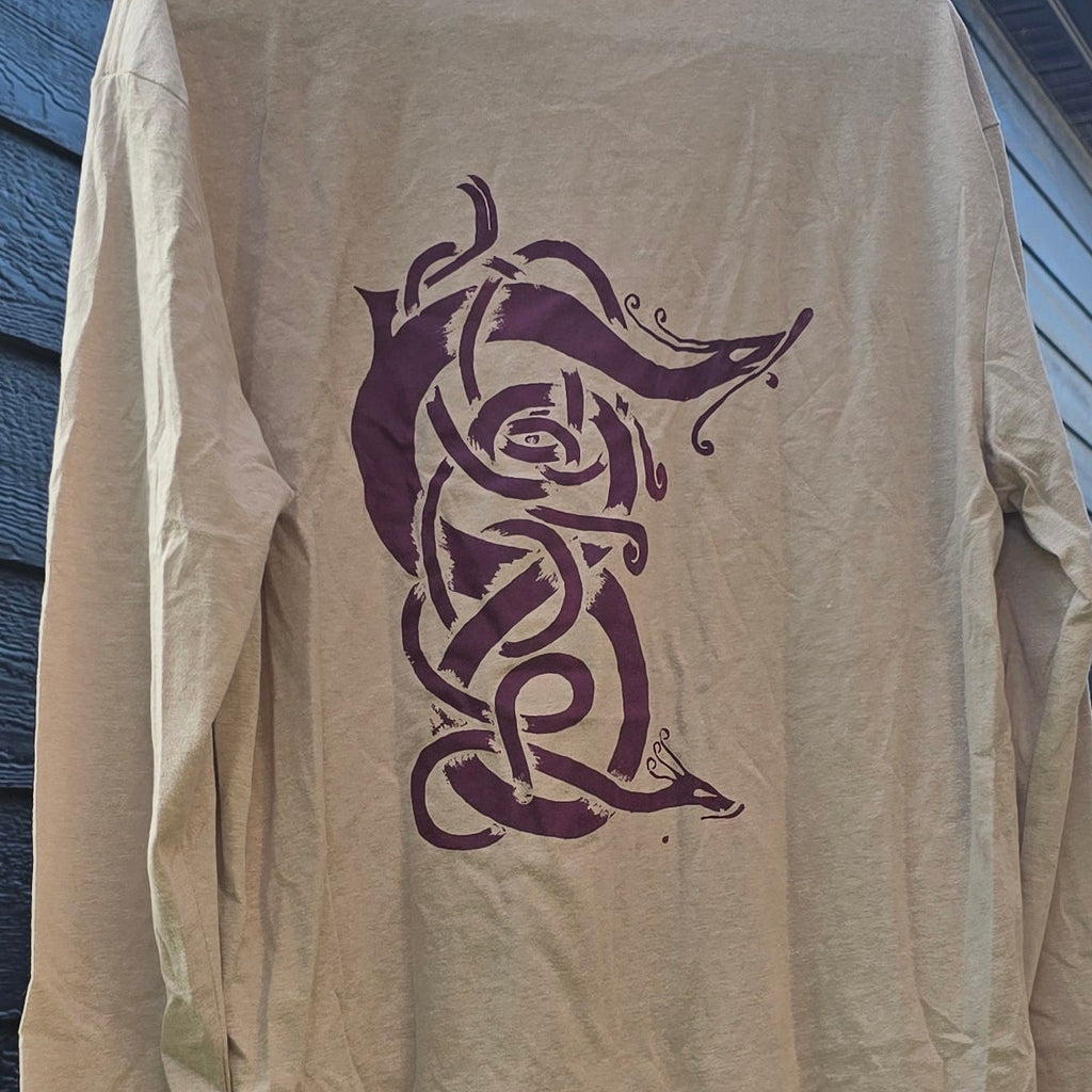 Runes and Serpents, Dark Purple on Truffle