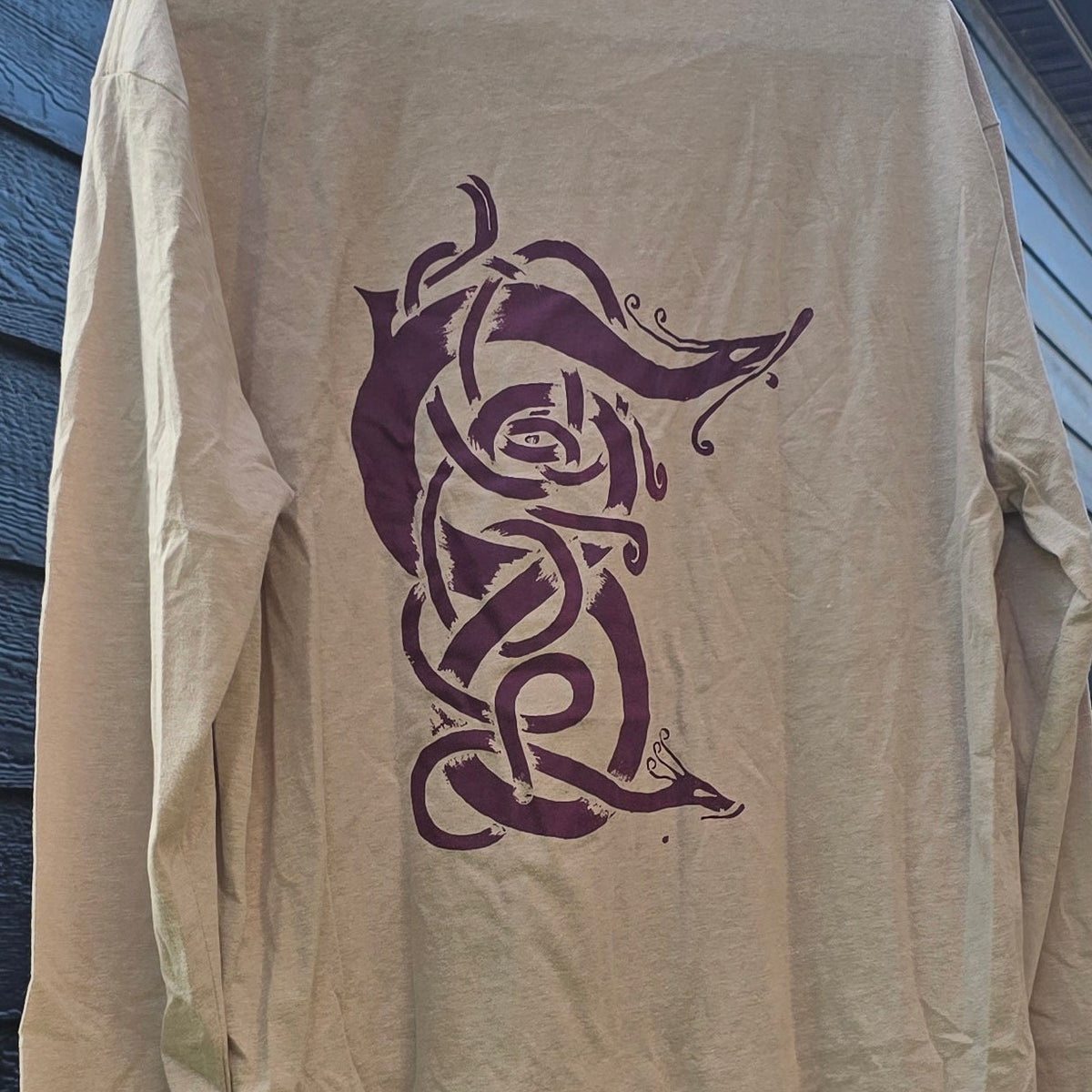 Runes and Serpents, Dark Purple on Truffle