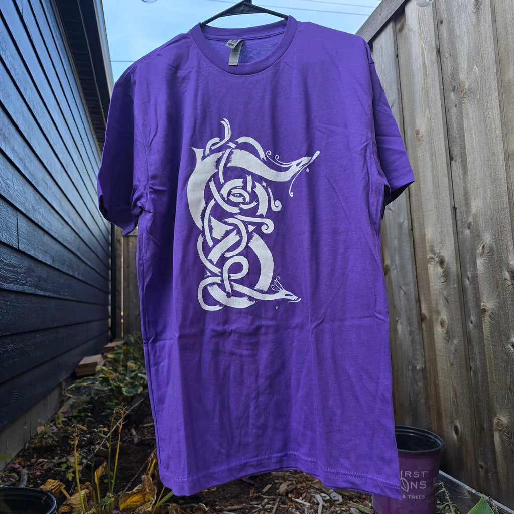 Twin Serpents, White on Purple