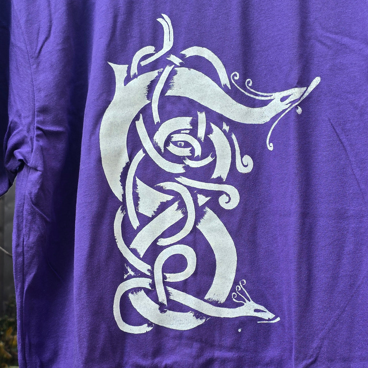 Twin Serpents, White on Purple